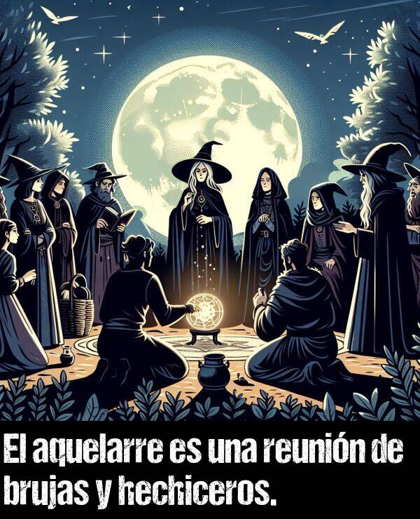 brujas: El aquelarre es una reunin de brujas y hechiceros.