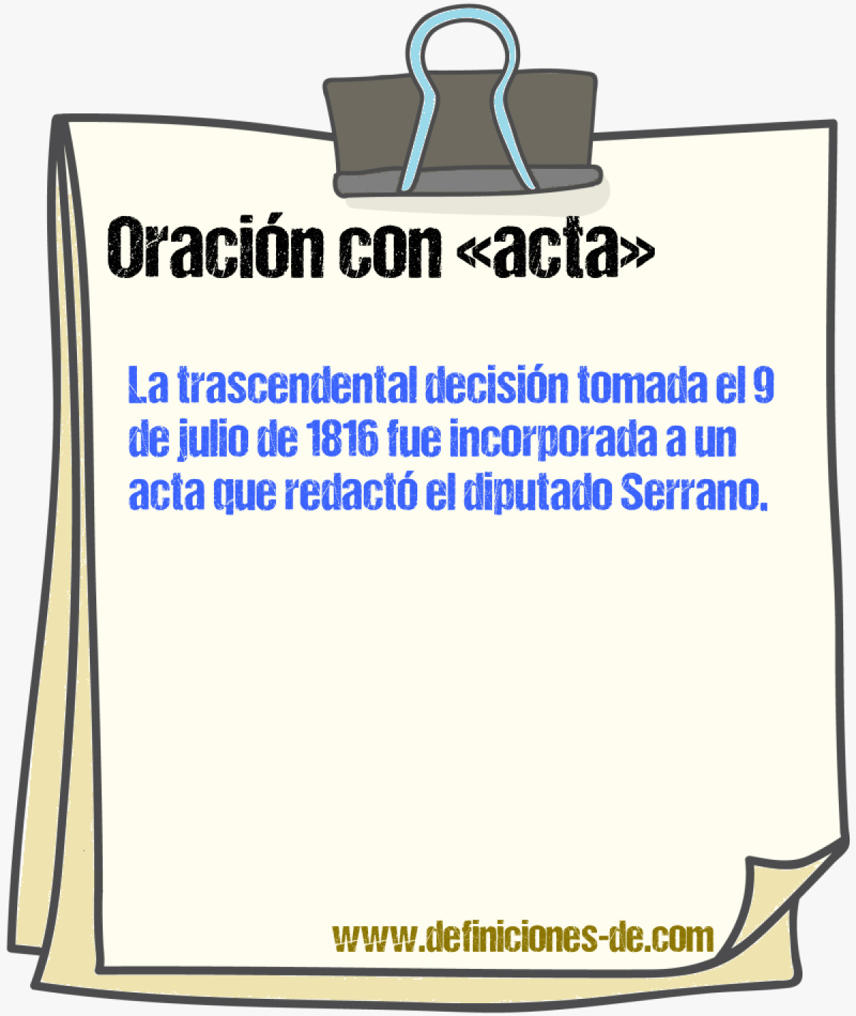 Ejemplos de oraciones con acta