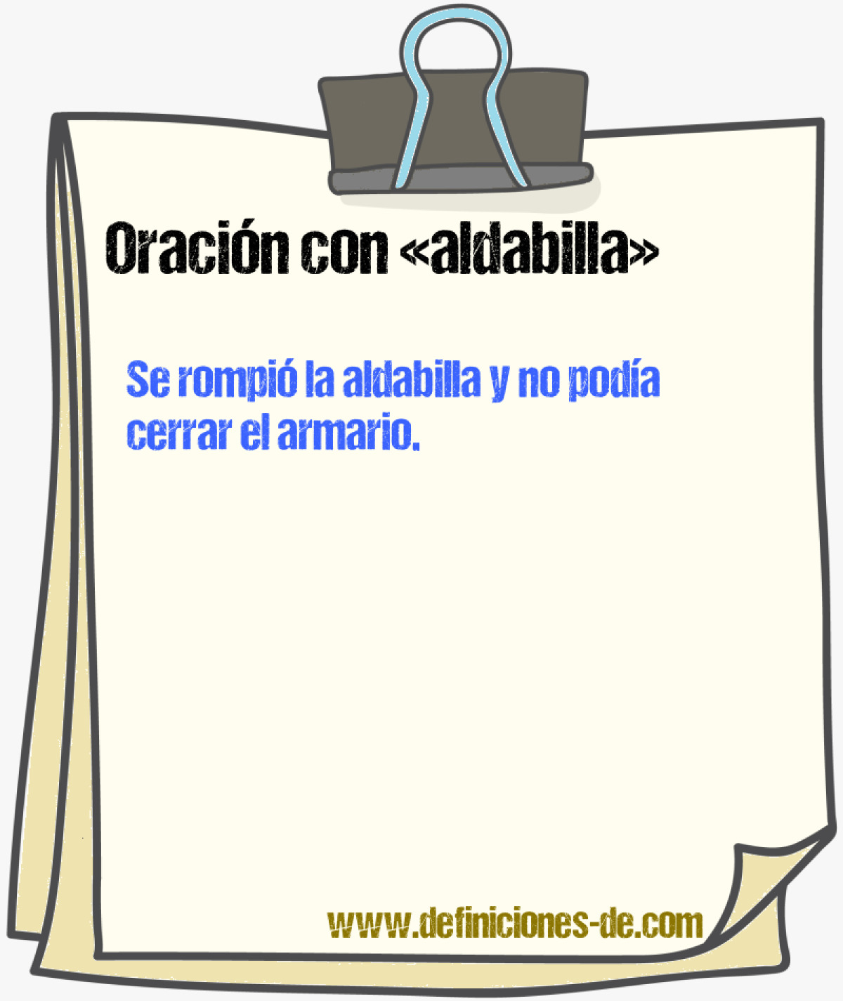 Ejemplos de oraciones con aldabilla