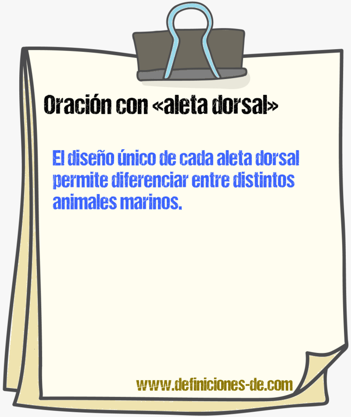 Ejemplos de oraciones con aleta dorsal