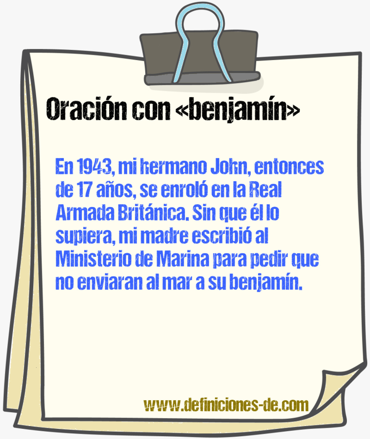 Ejemplos de oraciones con benjamn