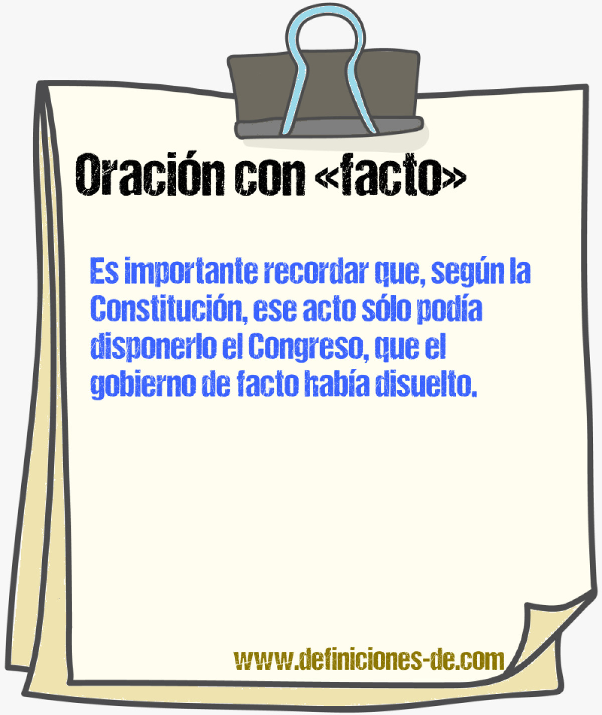 Ejemplos de oraciones con facto