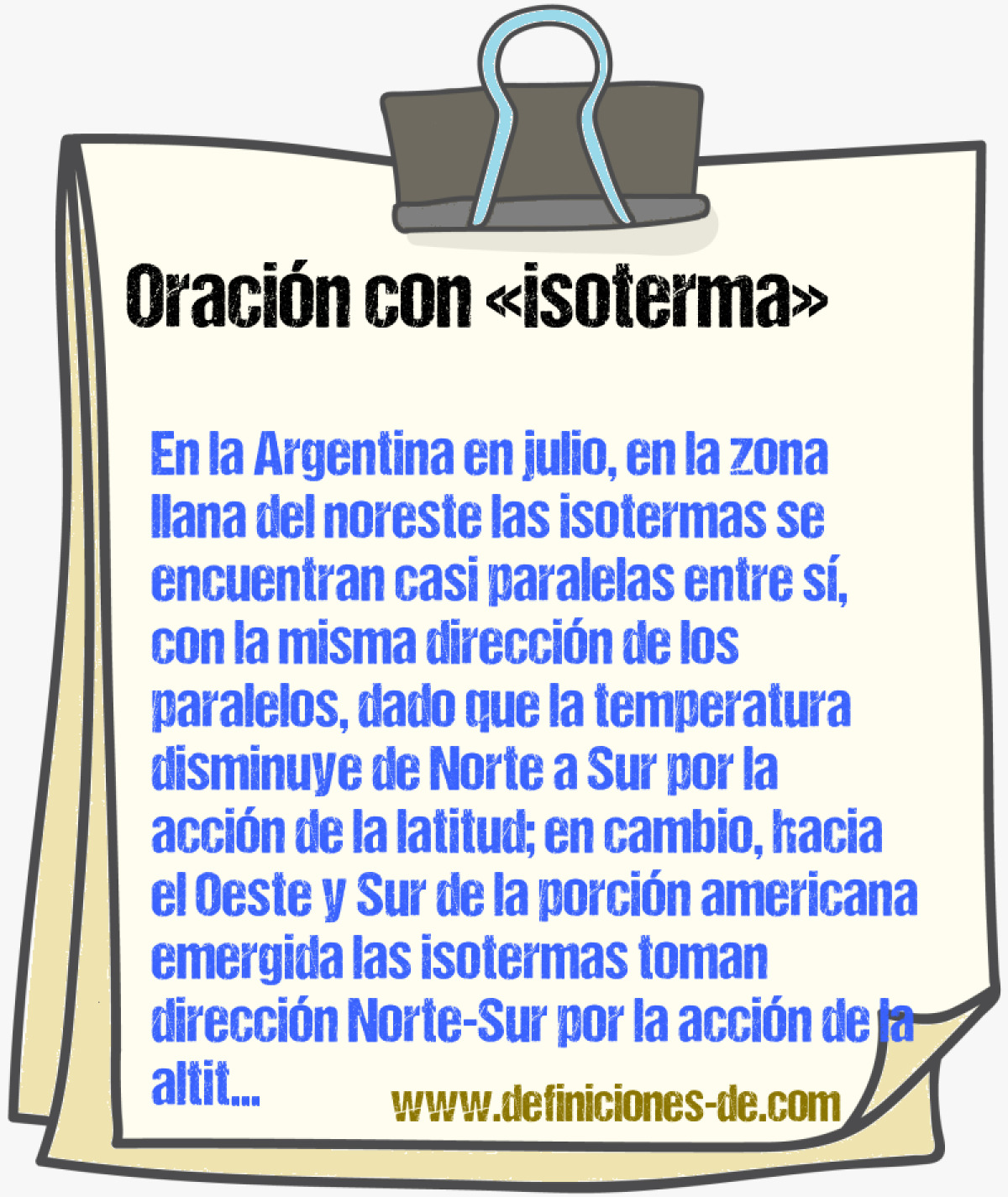 Ejemplos de oraciones con isoterma