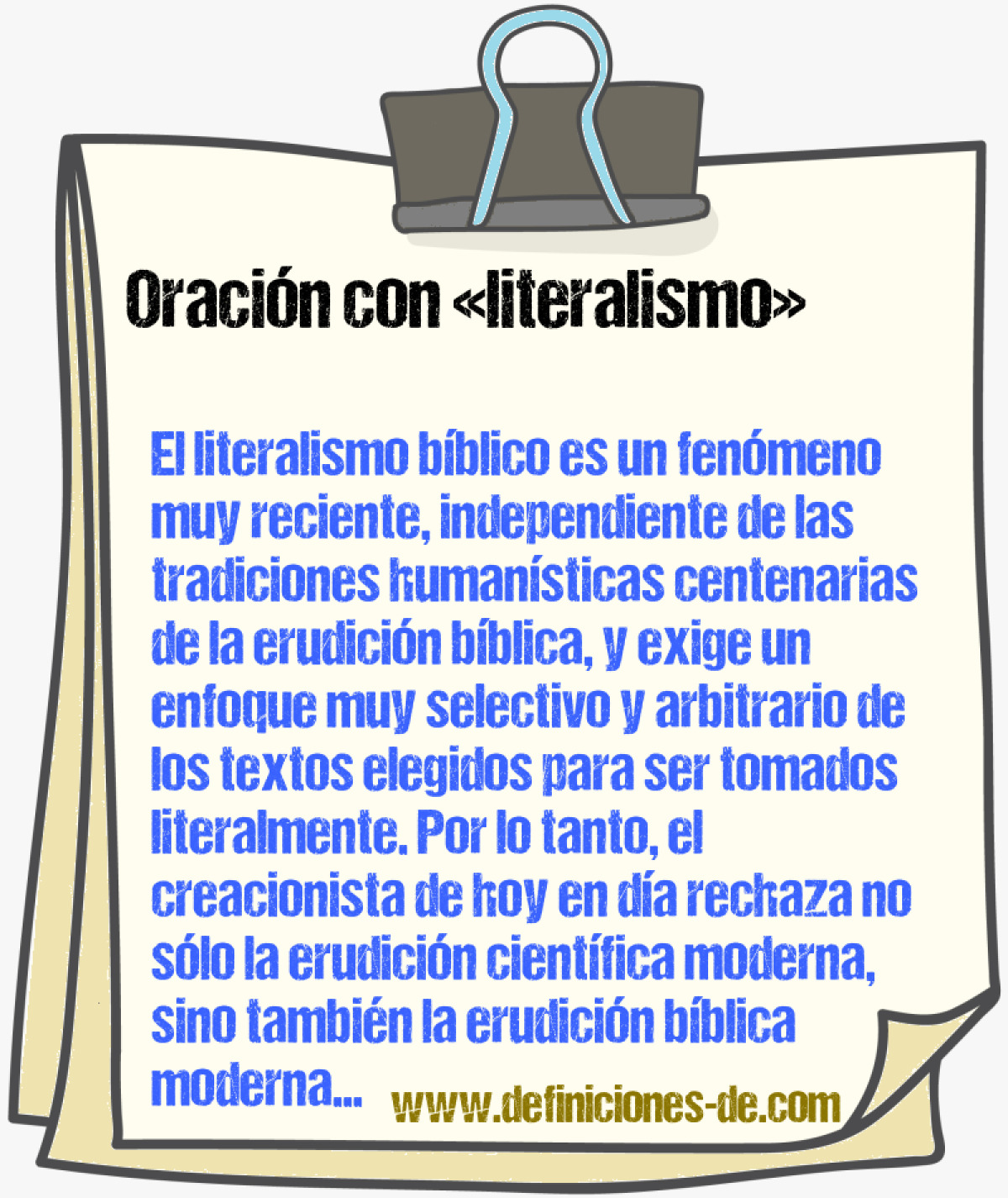 Ejemplos de oraciones con literalismo