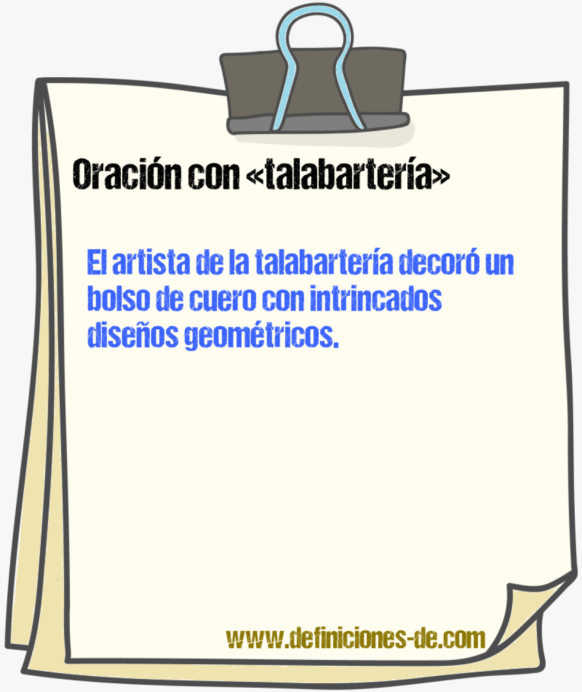 Ejemplos de oraciones con talabartera