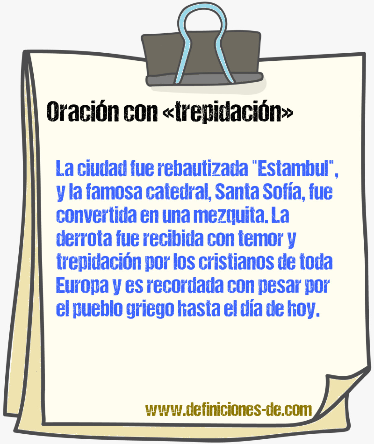 Ejemplos de oraciones con trepidacin