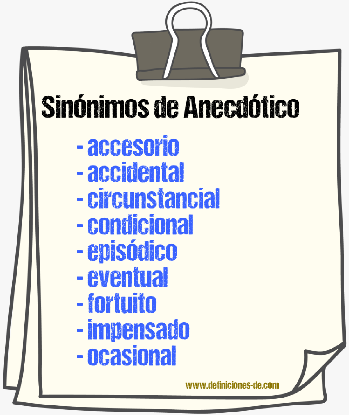 Sinnimos de anecdtico