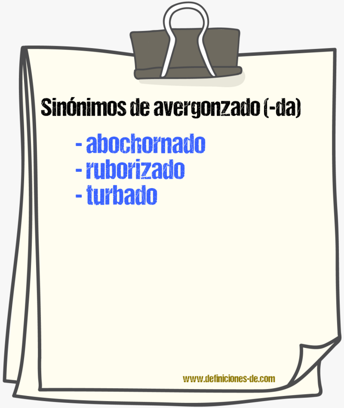 Sinnimos de avergonzado